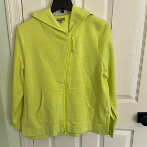 NWT T by Talbots Lime Green Fleece Hoodie, Size XLP.
